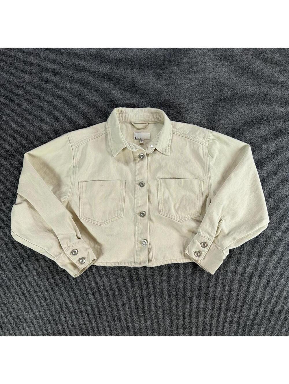 DR2 Cropped Beige Denim Jacket Medium - Monochrome, Western, Going Out